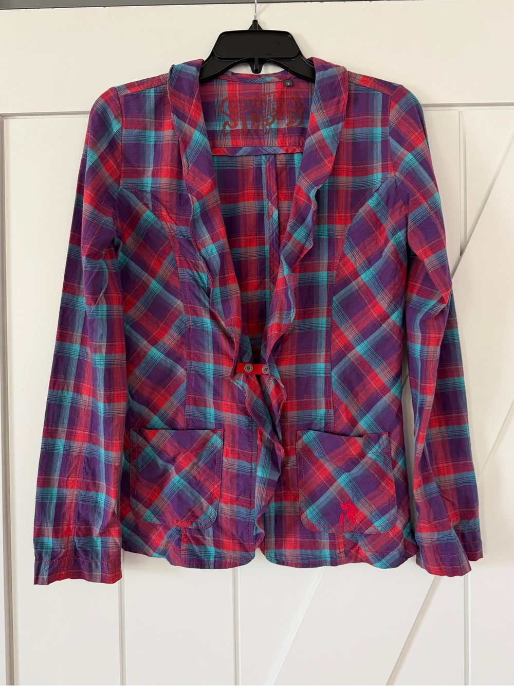 Southern Thread Ruffle Collar Plaid Shirt - Picture 2 of 12